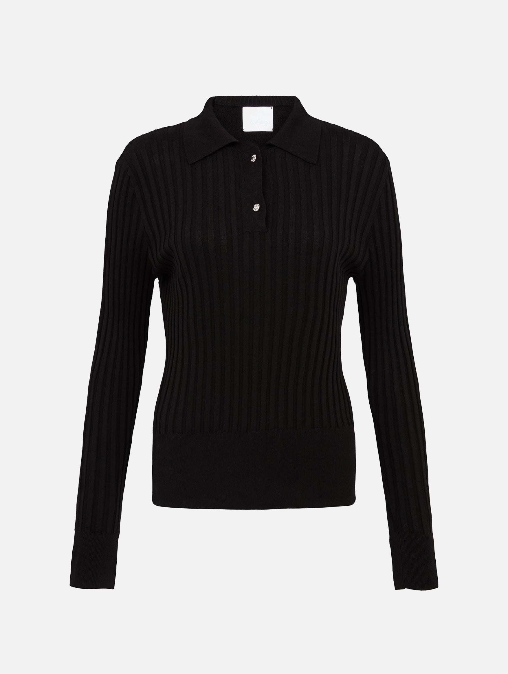 Ribbed Cotton Polo in Black
