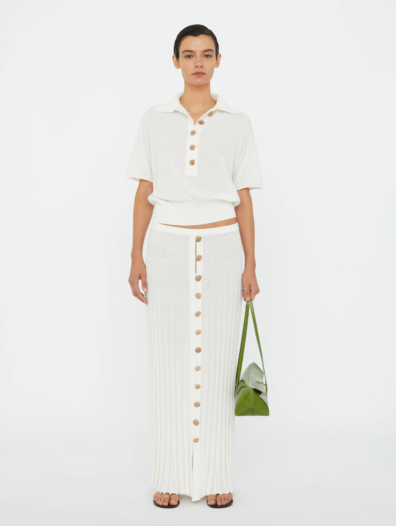 Sundial Shell Knit Polo in White