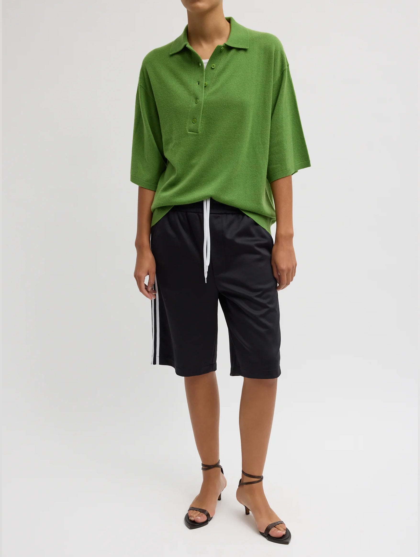 Washable Cashmere Oversized Easy Polo in Avocado