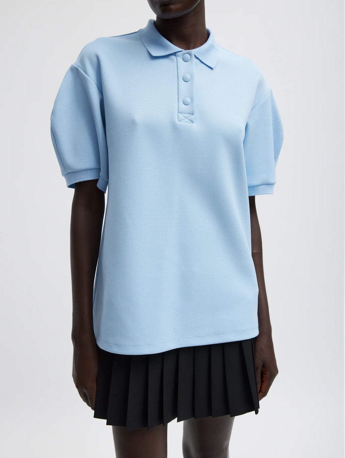 Luxe Pique Polo Shirt in Light Blue