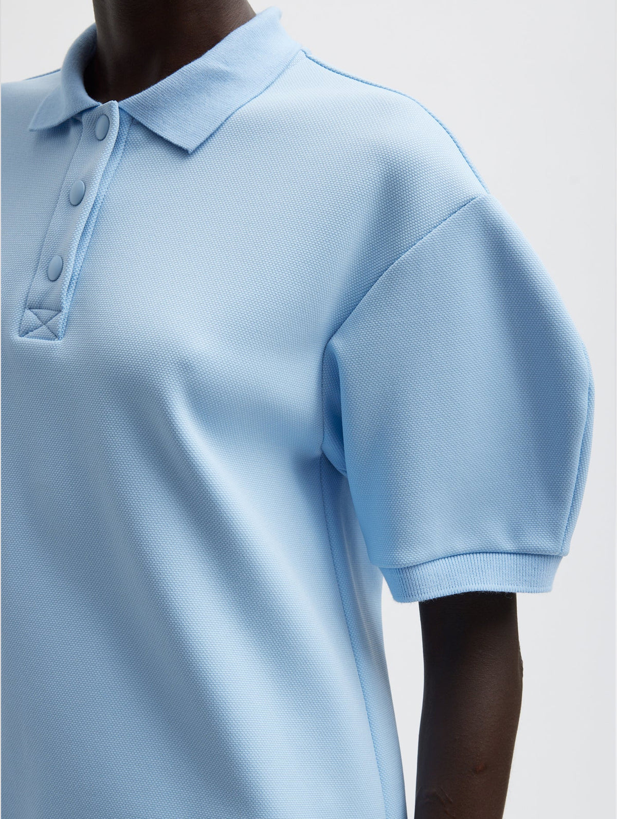 Luxe Pique Polo Shirt in Light Blue