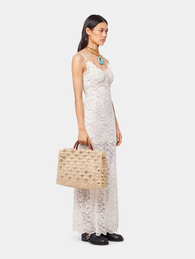 Raffia Tote Bag in Gold