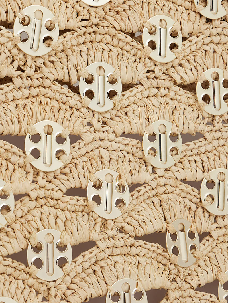 Raffia Tote Bag in Gold