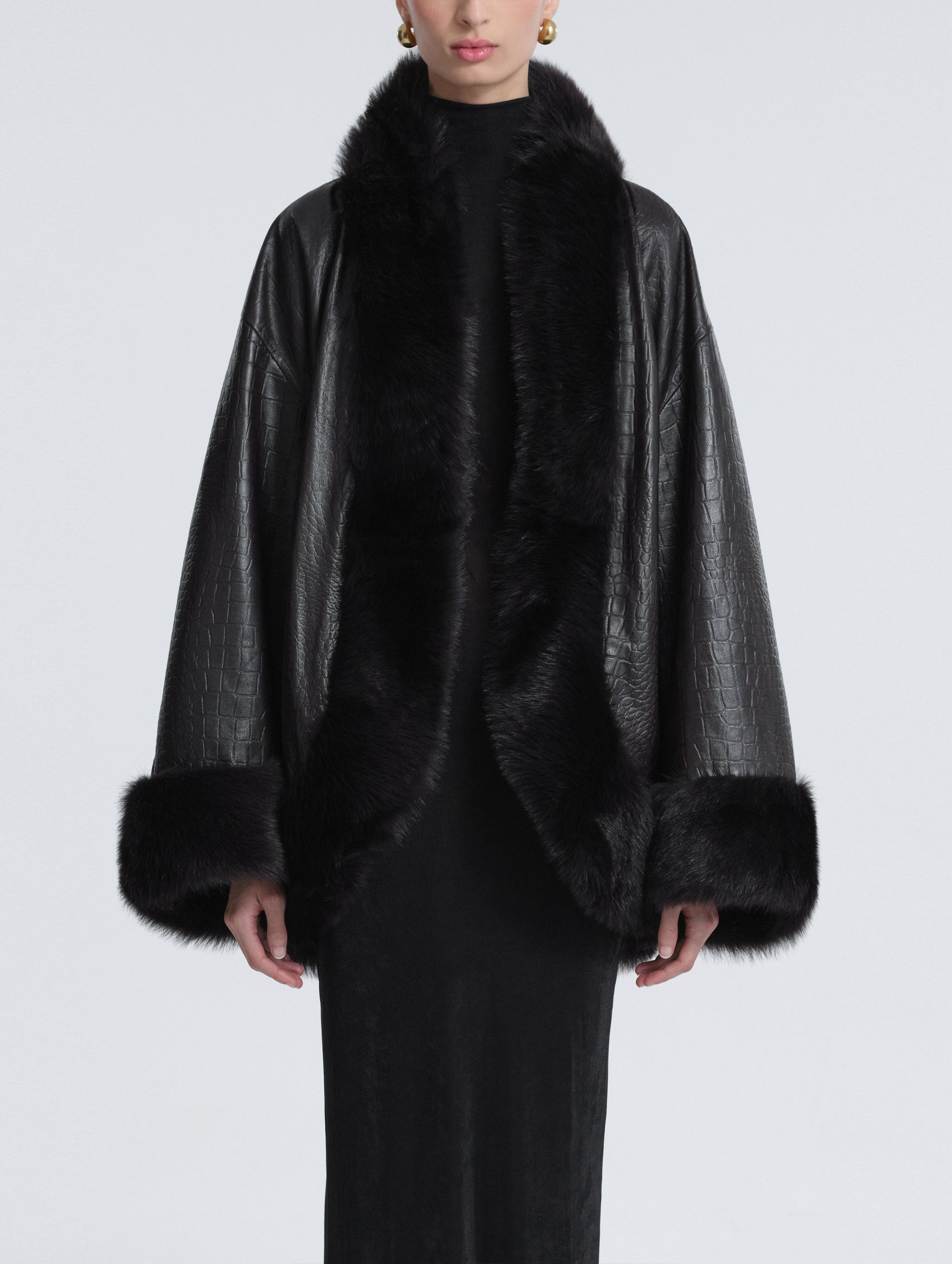 Sabine Coat in Brown Croco