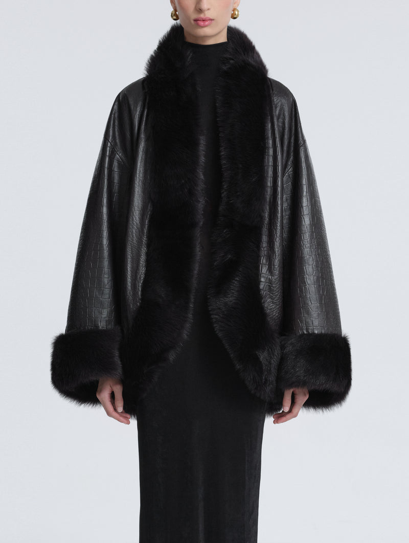 Sabine Coat in Brown Croco