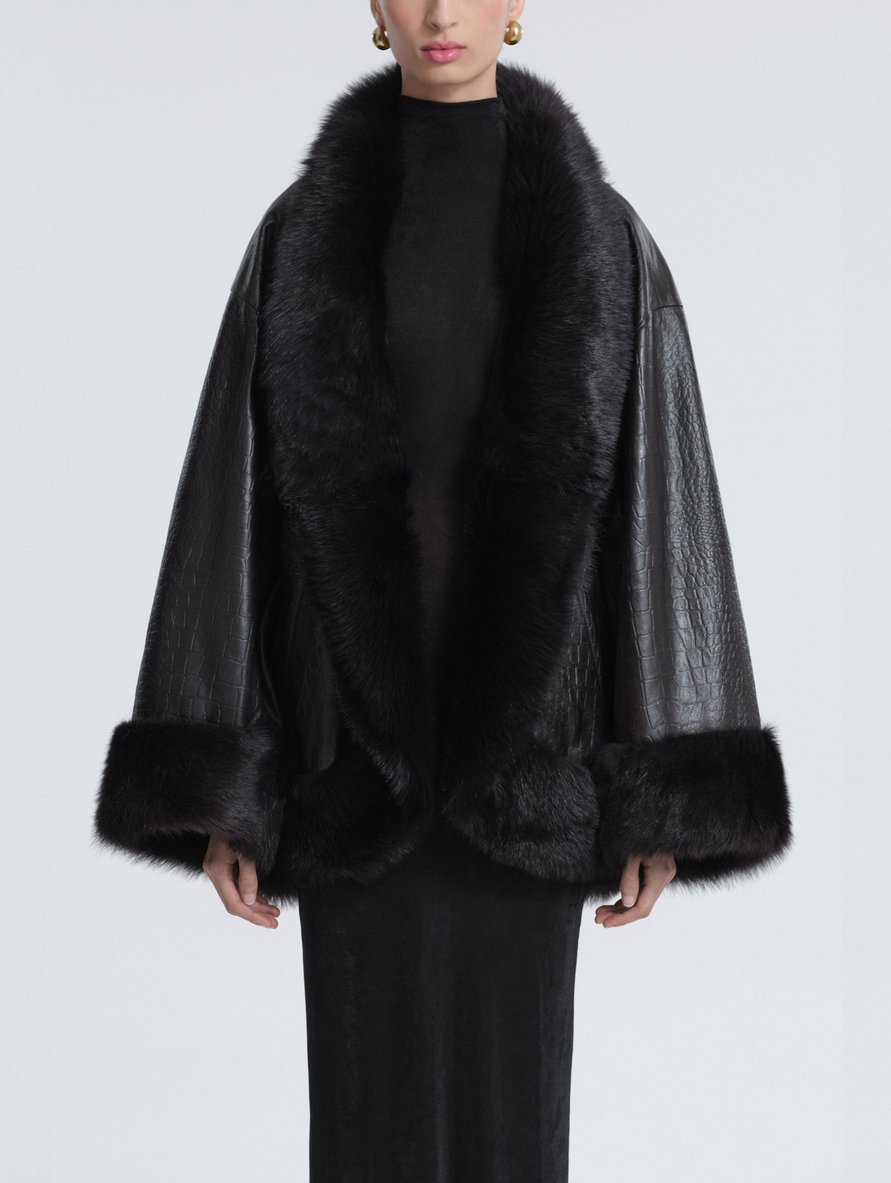Sabine Coat in Brown Croco
