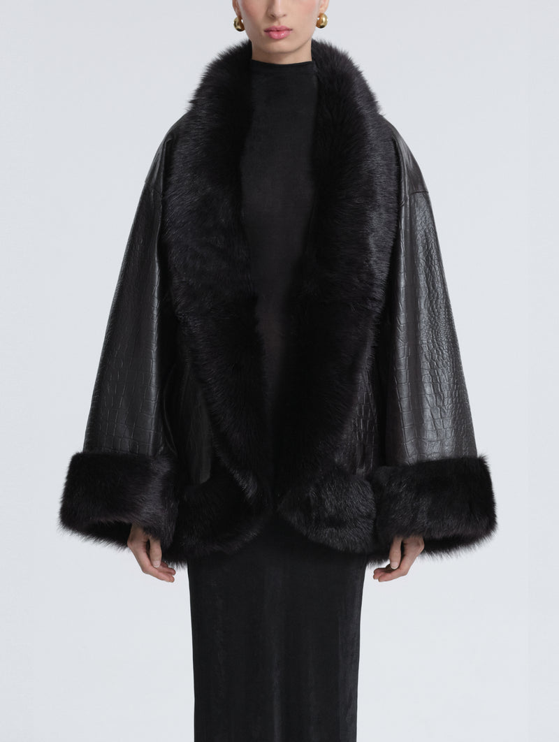 Sabine Coat in Brown Croco
