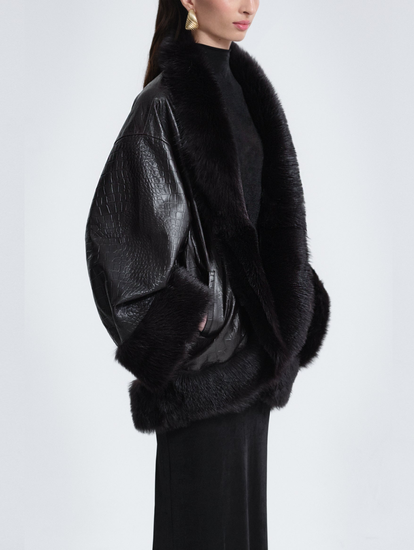 Sabine Coat in Brown Croco