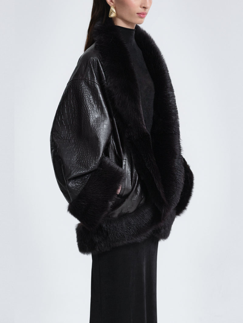 Sabine Coat in Brown Croco