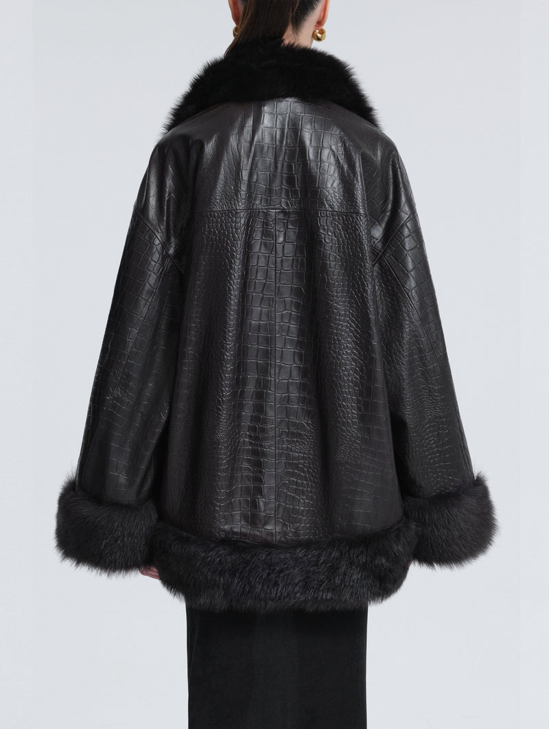 Sabine Coat in Brown Croco
