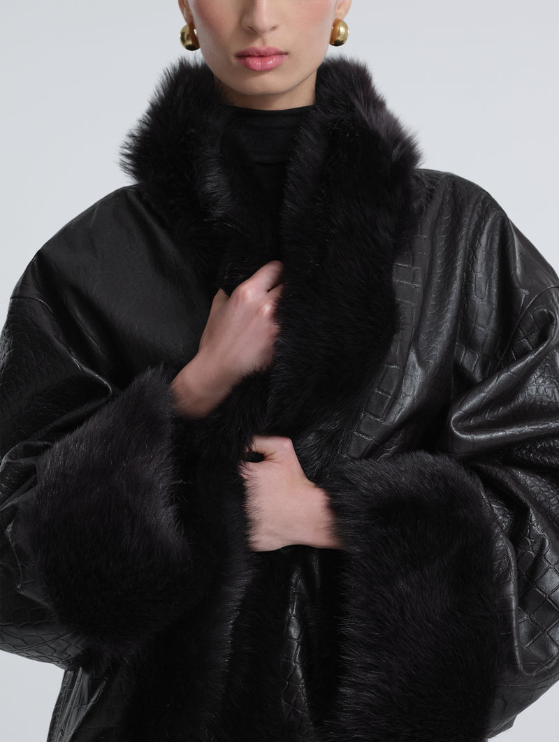 Sabine Coat in Brown Croco