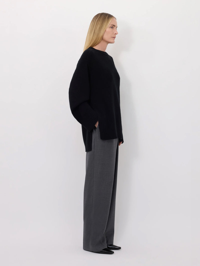 Safi Wool Long Sweater in Black