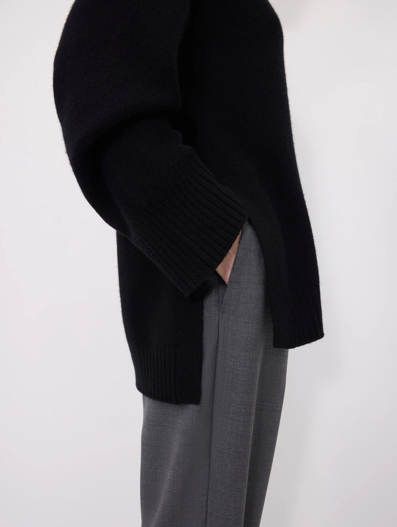 Safi Wool Long Sweater in Black
