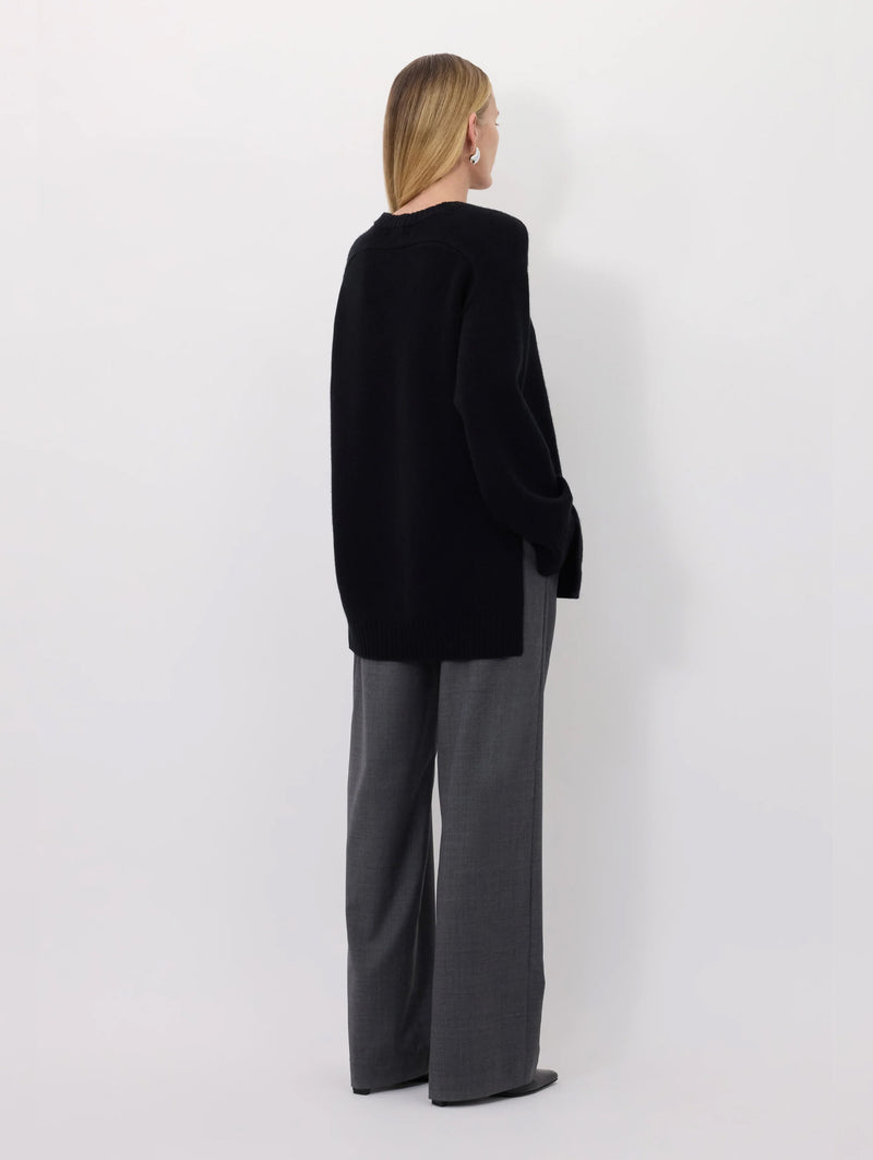 Safi Wool Long Sweater in Black