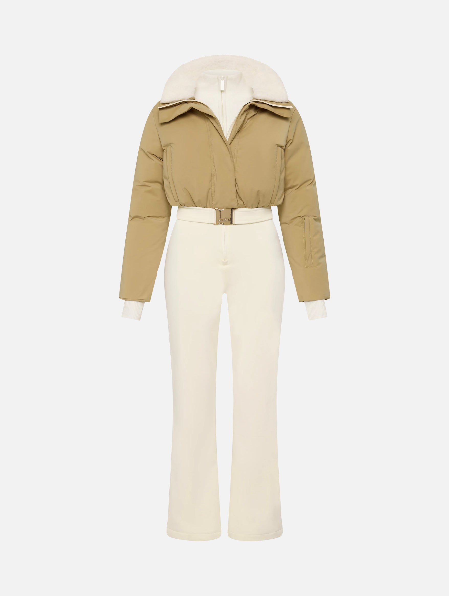 Saskia Ski Suit in White & Tan