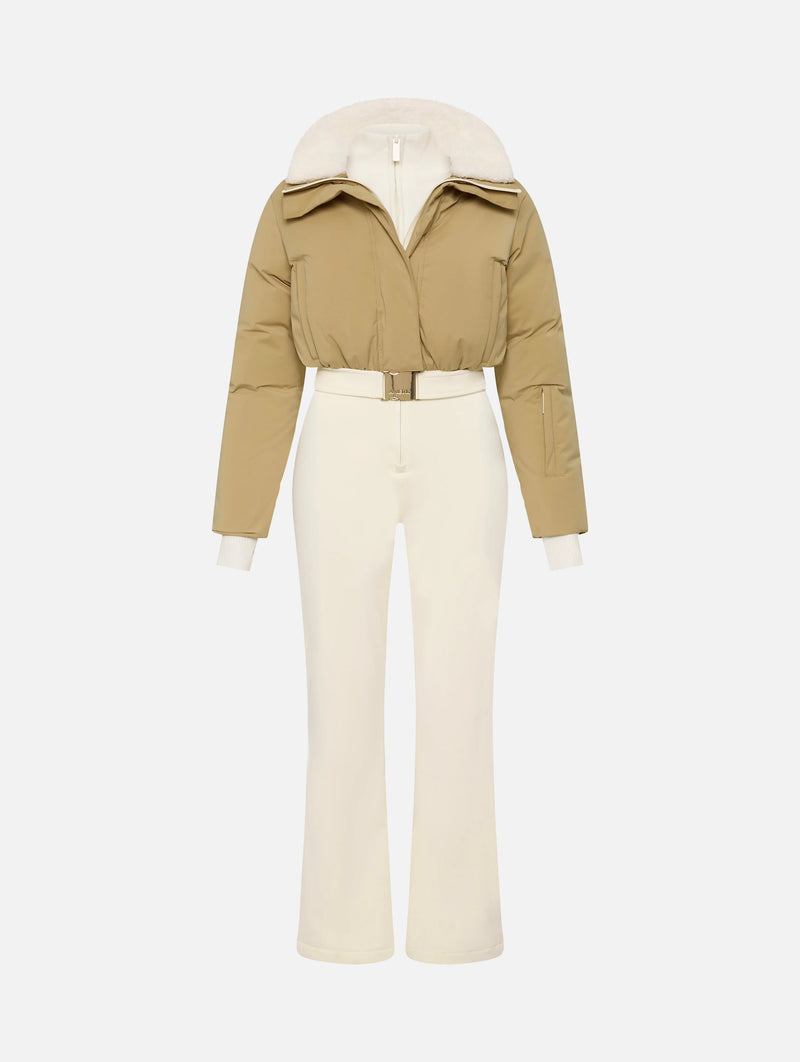 Saskia Ski Suit in White & Tan