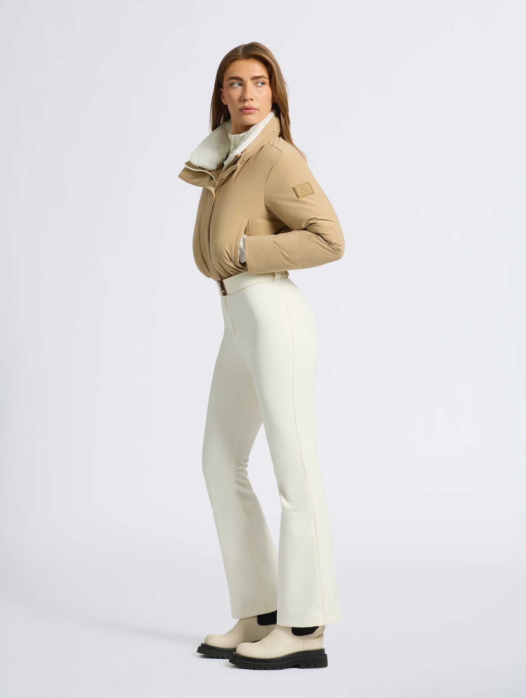 Saskia Ski Suit in White & Tan