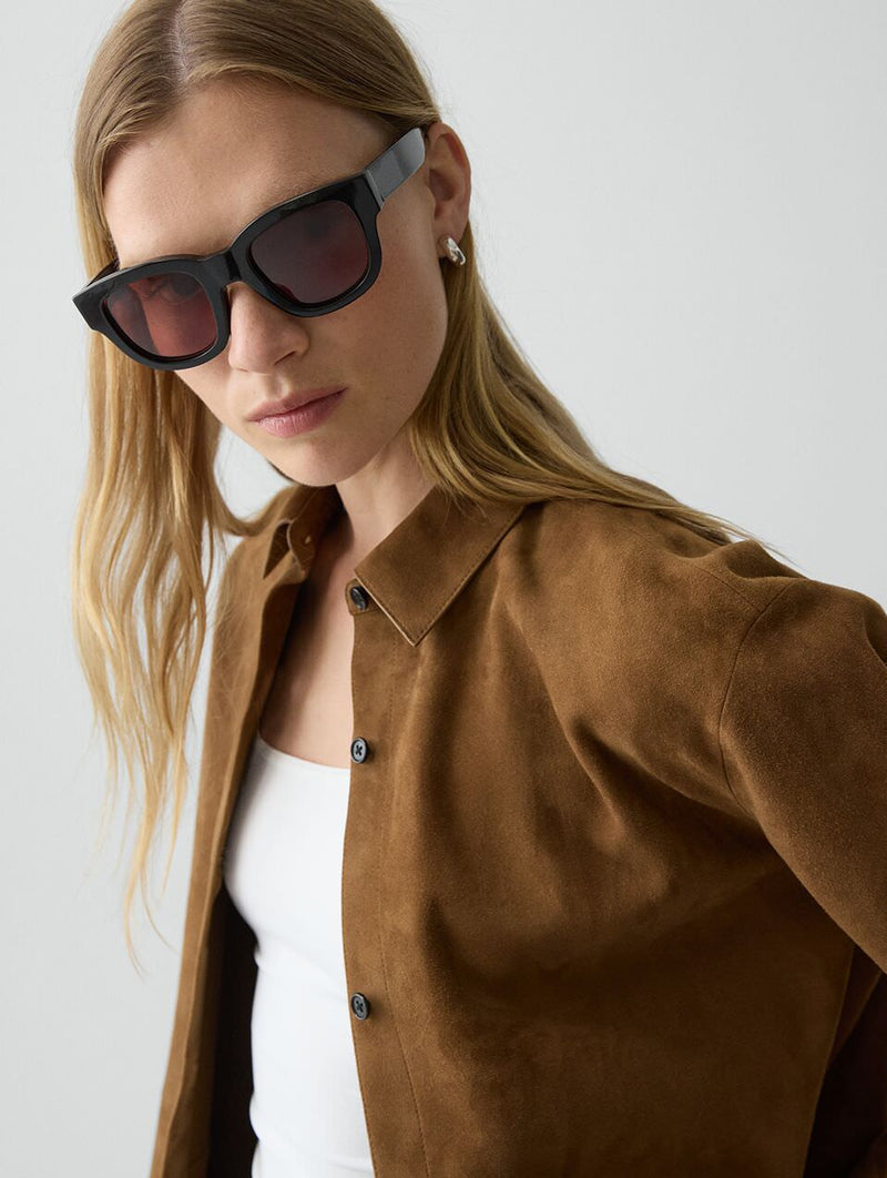 Menswear Suede Shirt in Deep Tobacco