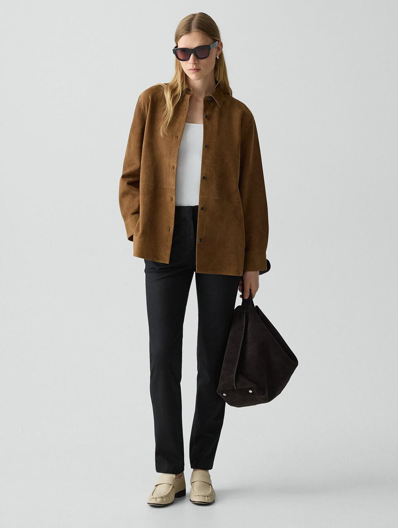 Menswear Suede Shirt in Deep Tobacco