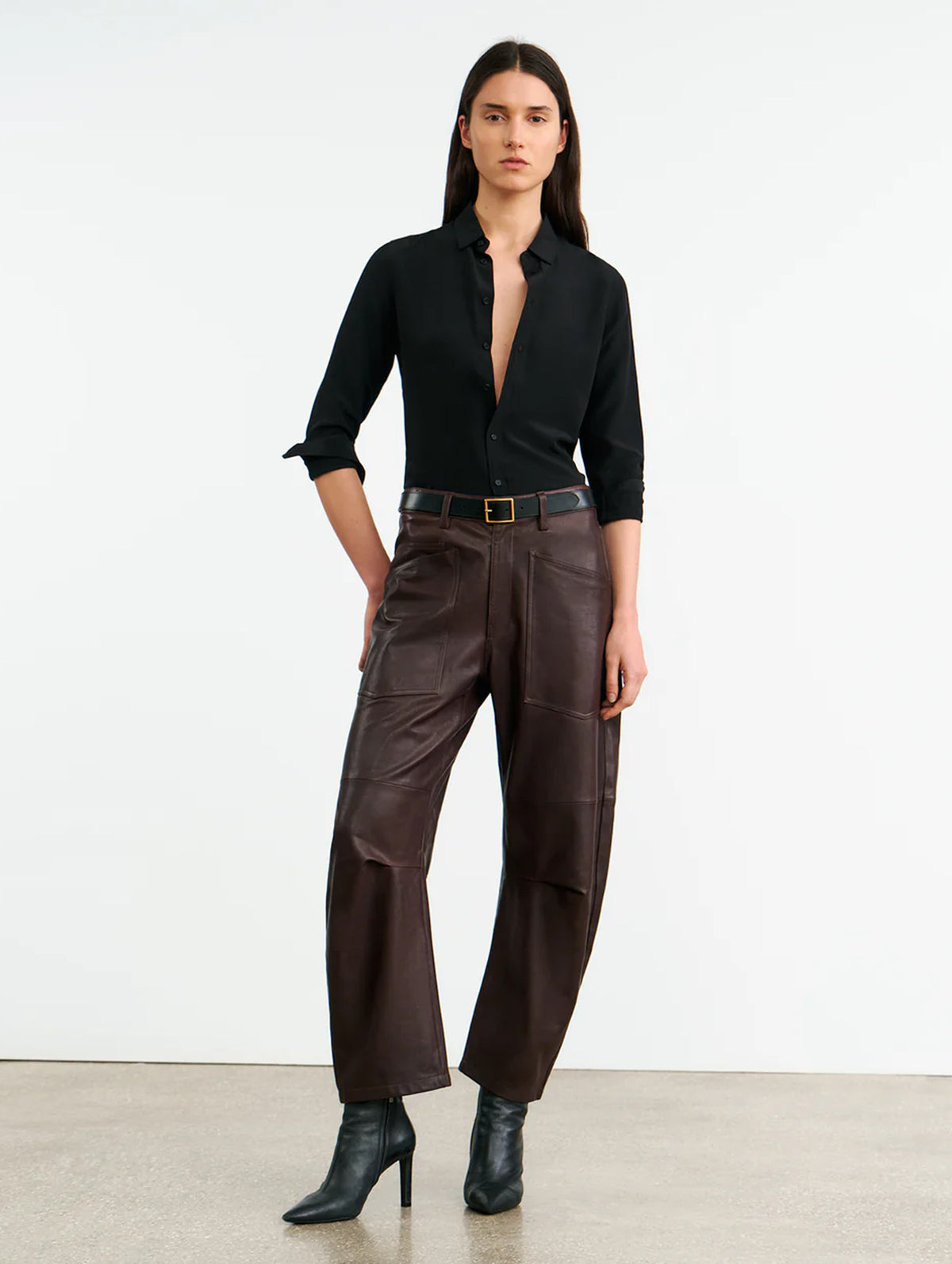 Shon Leather Pant in Dark Brown