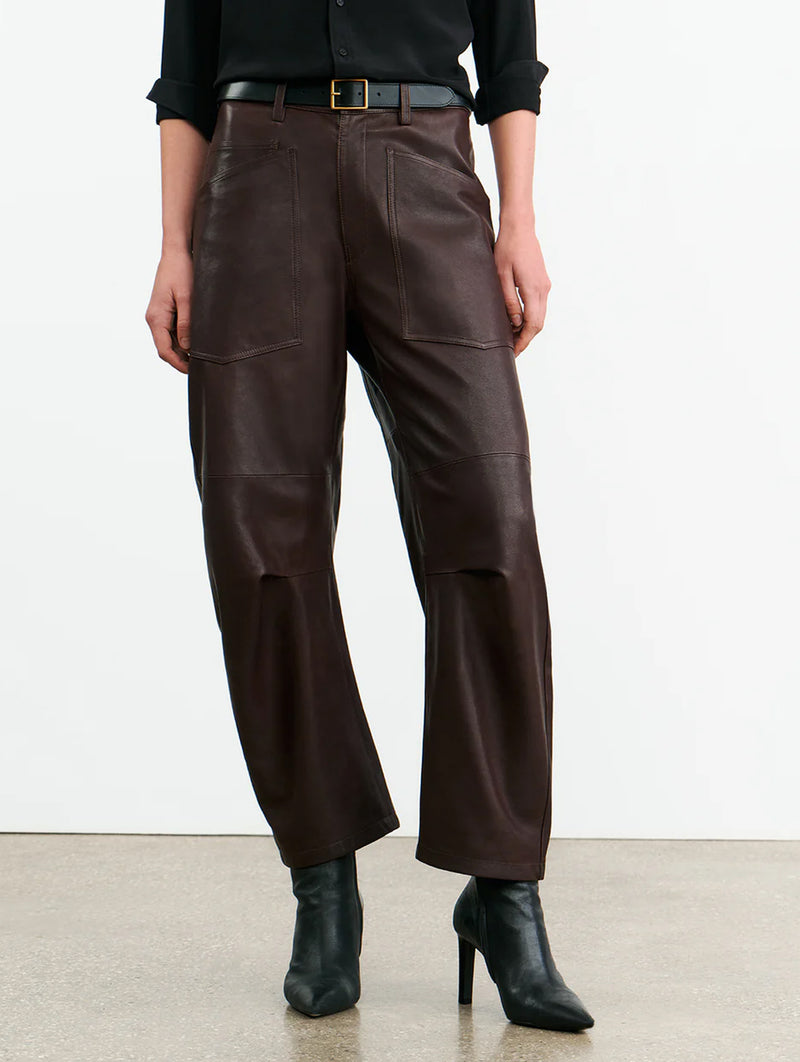 Shon Leather Pant in Dark Brown