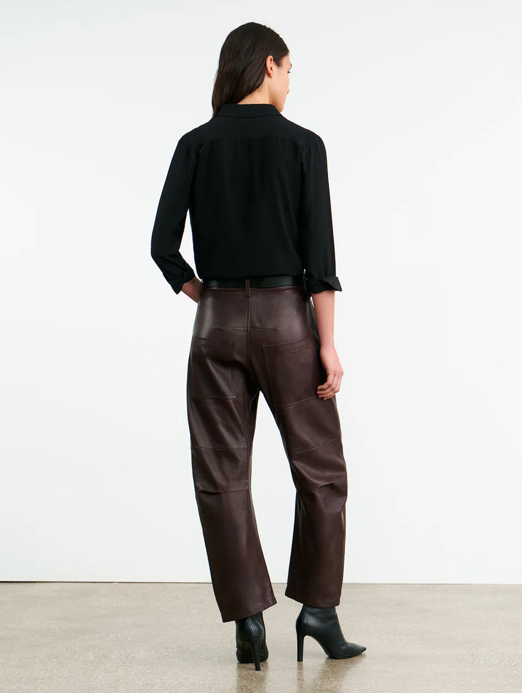 Shon Leather Pant in Dark Brown