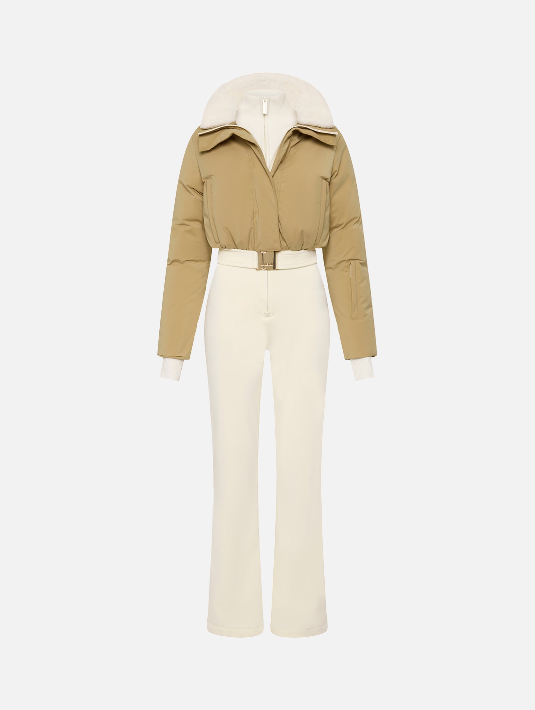 Saskia Ski Suit in White & Tan