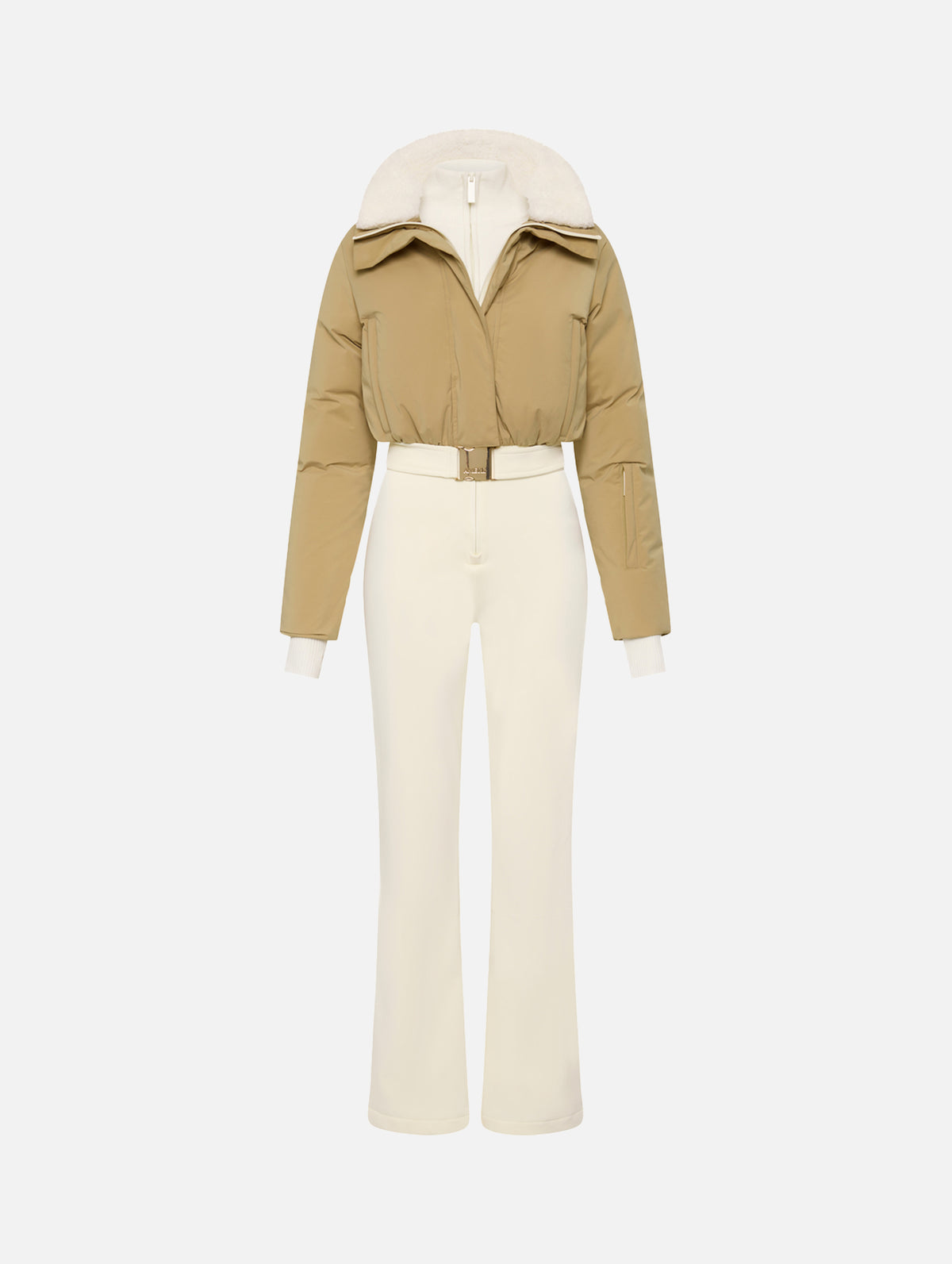 Saskia Ski Suit in White & Tan
