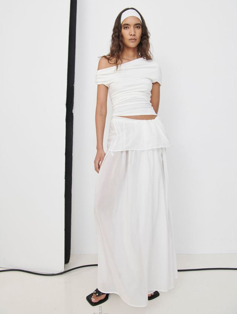 Silk Voile Skirt in White