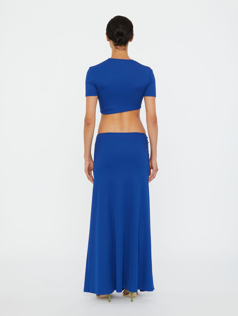 Paisley Ruched Skirt in Blue