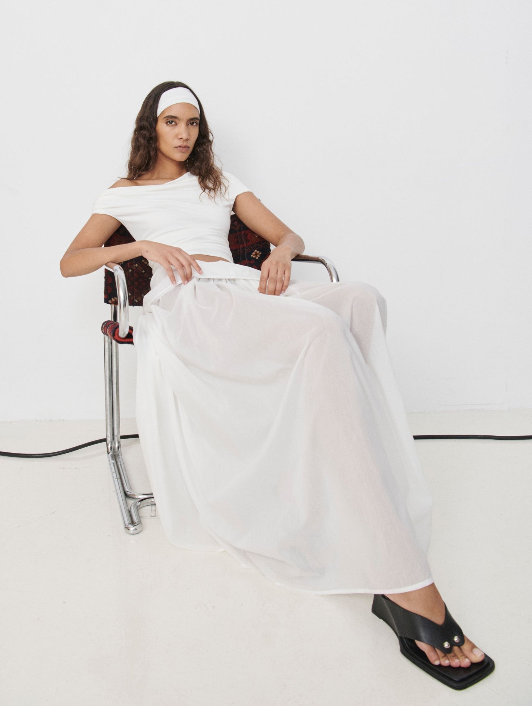 Silk Voile Skirt in White