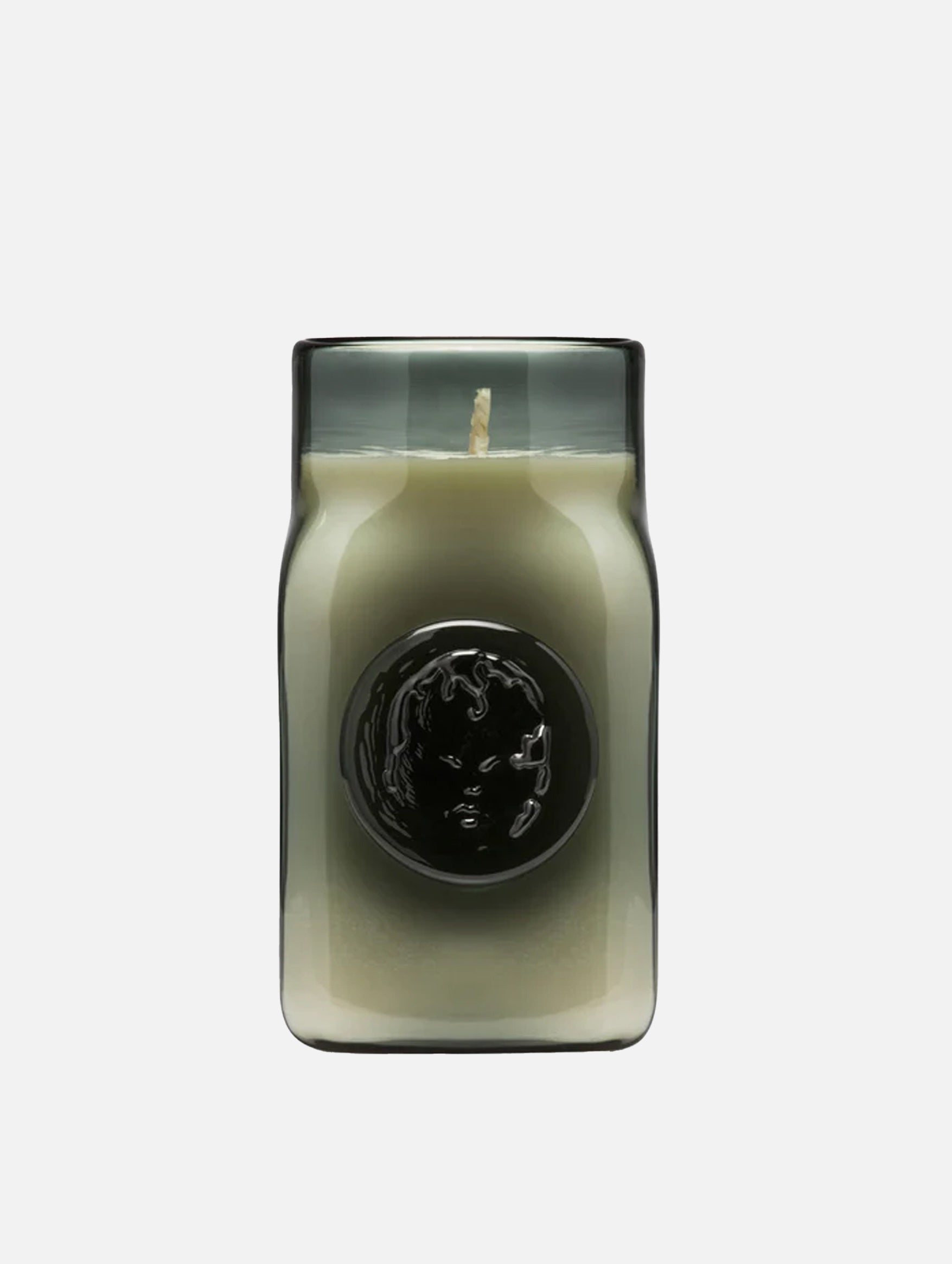 Black Spice Handblown Glass candle in Smokey grey