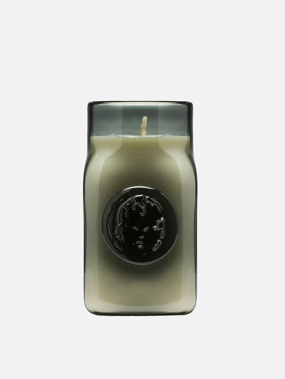 Black Spice Handblown Glass candle in Smokey grey
