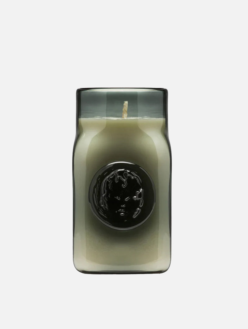 Black Spice Handblown Glass candle in Smokey grey
