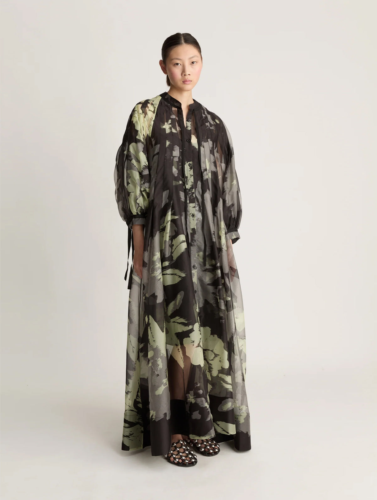 Sonja Silk Maxi Dress in Flint