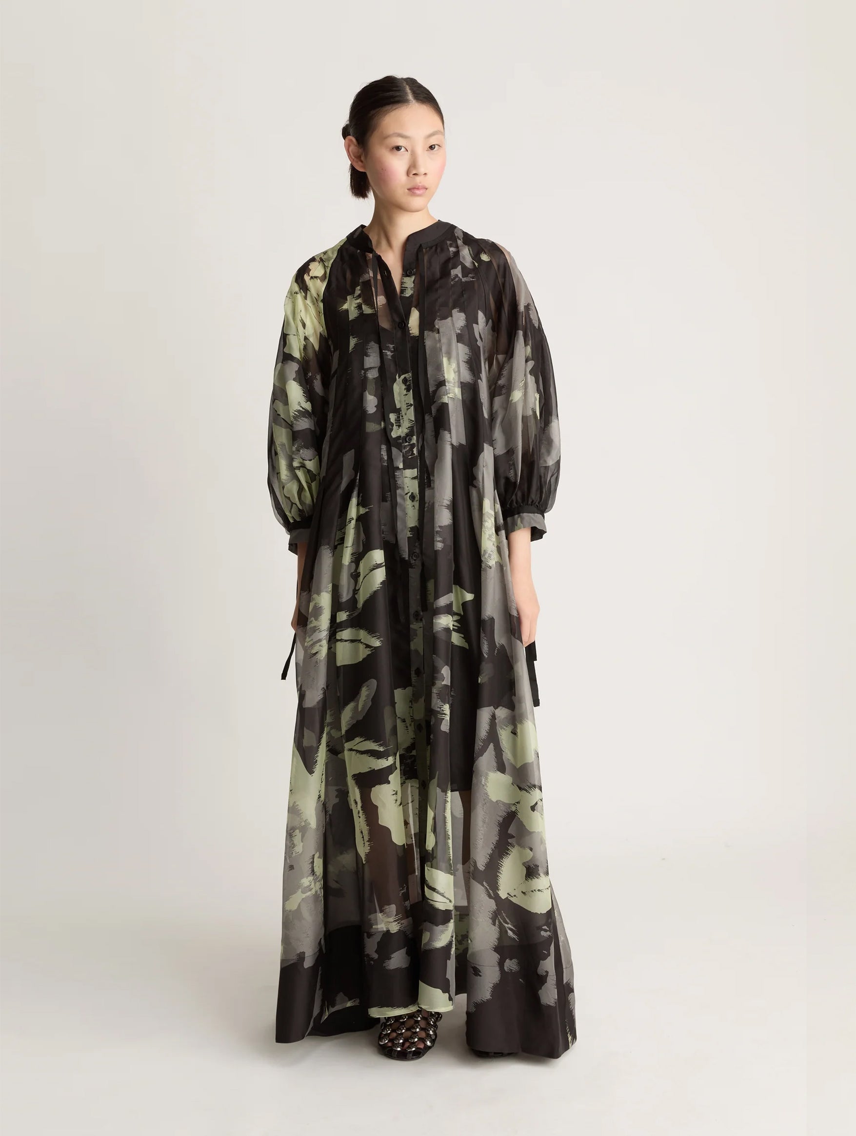 Sonja Silk Maxi Dress in Flint