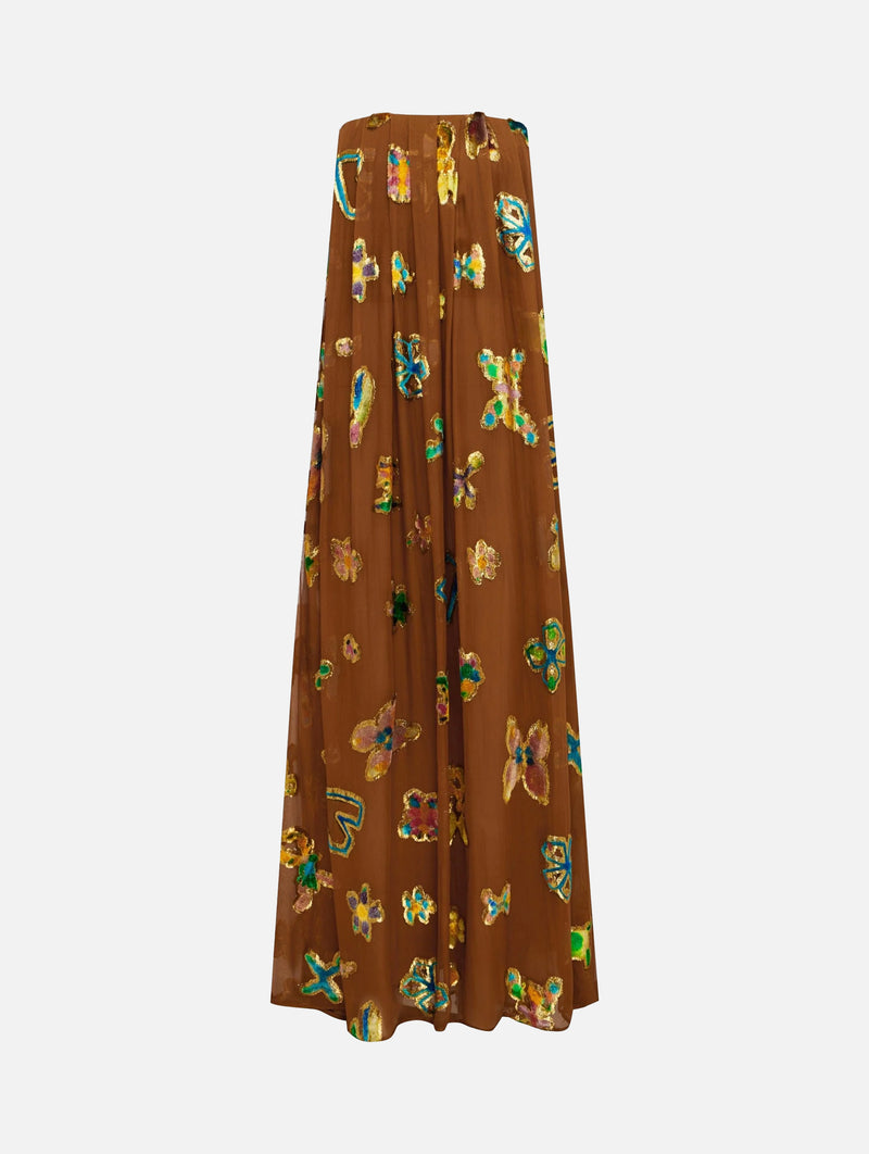 Golden Metallic Strapless Gown in Bronze