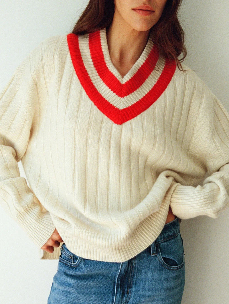 Been Loving You Too Long Sweater in Cherry and Milk