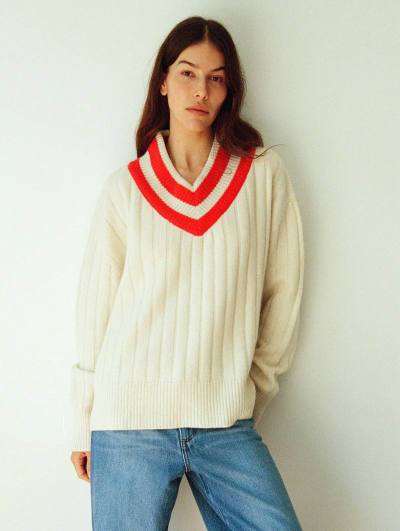 Been Loving You Too Long Sweater in Cherry and Milk