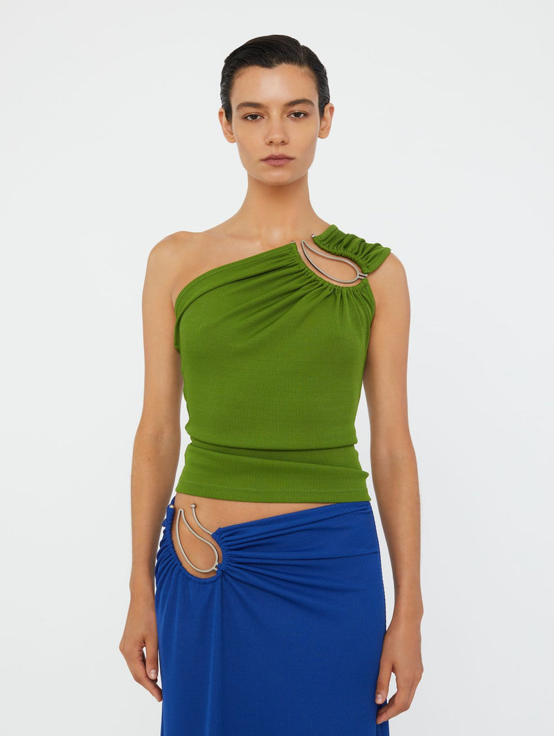 Paisley Asymmetric Tank in Cactus
