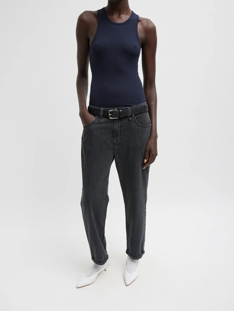Circular Fine Rib T-shirt Tank in Navy