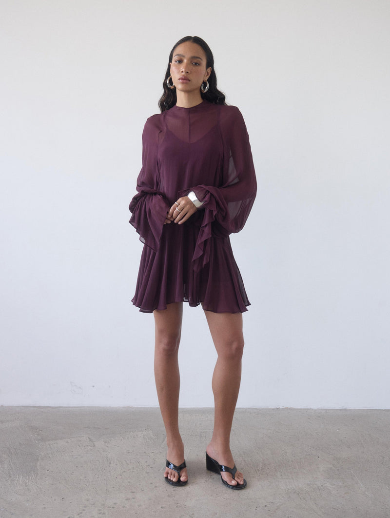 Terran Georgette Chiffon Mini Dress In Earth