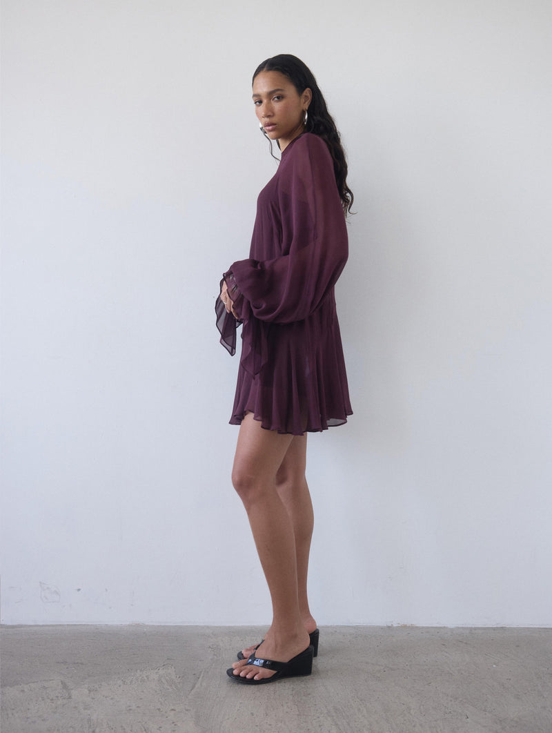 Terran Georgette Chiffon Mini Dress In Earth