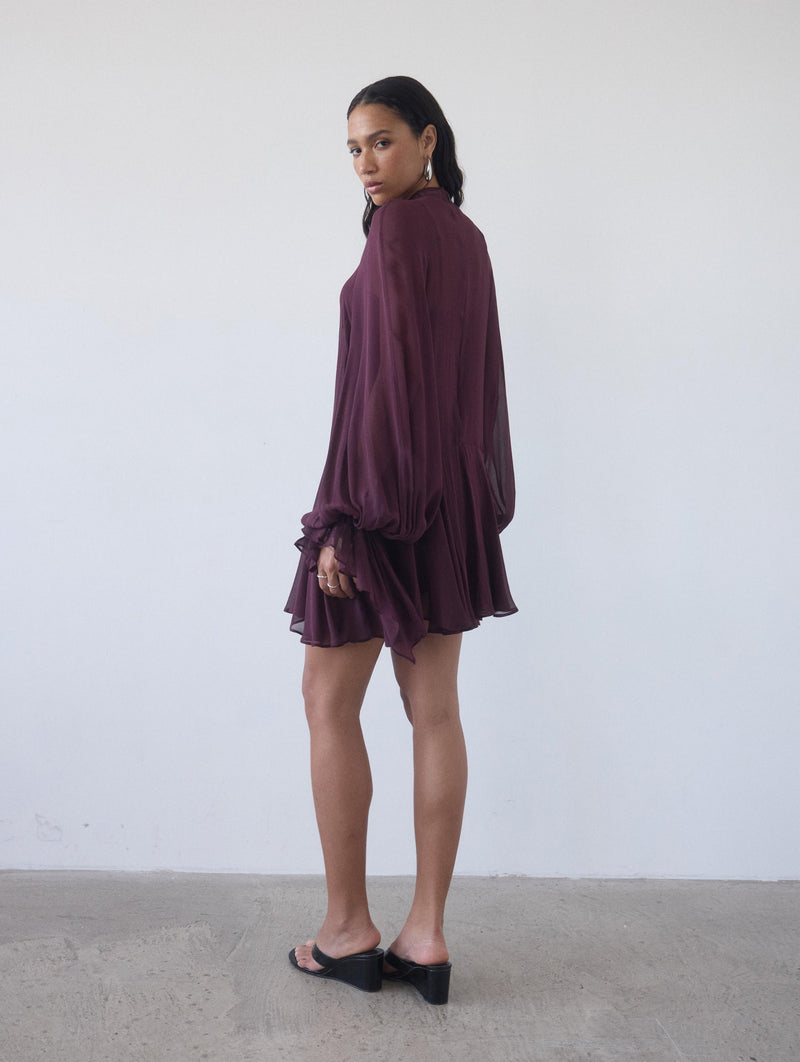 Terran Georgette Chiffon Mini Dress In Earth