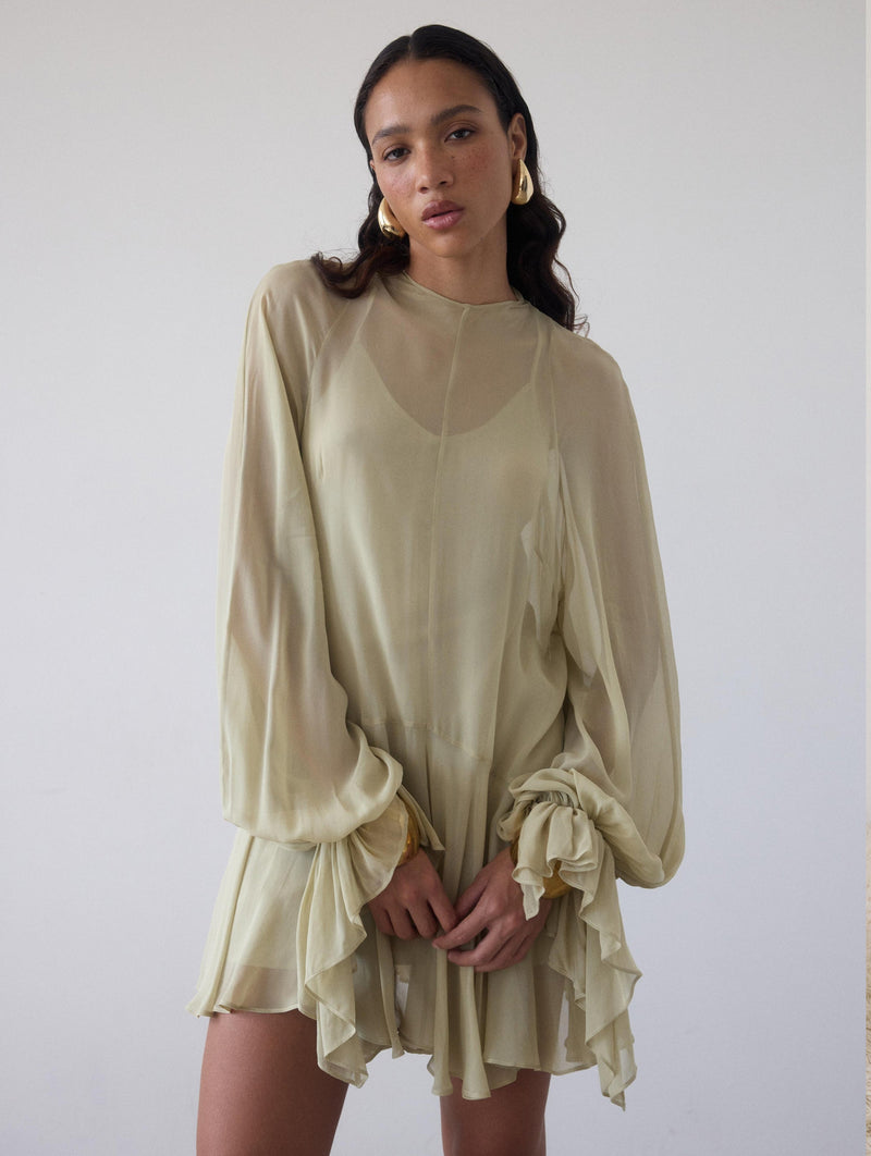Terran Georgette Chiffon Mini Dress In Sand