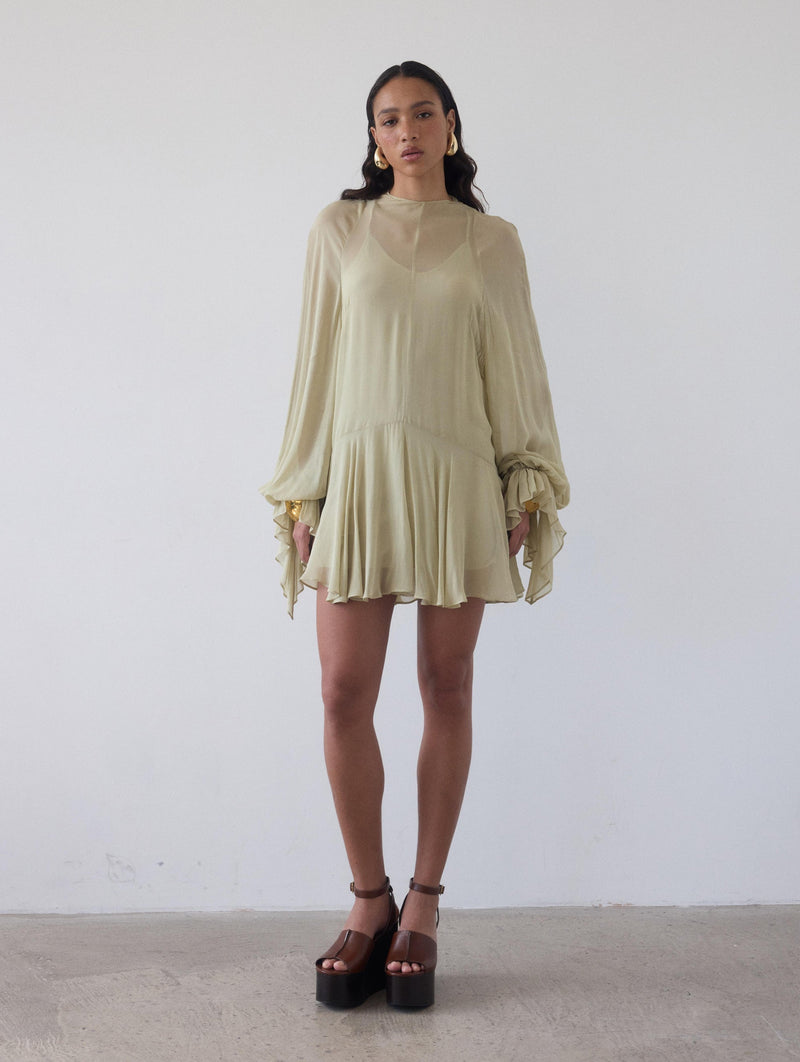 Terran Georgette Chiffon Mini Dress In Sand