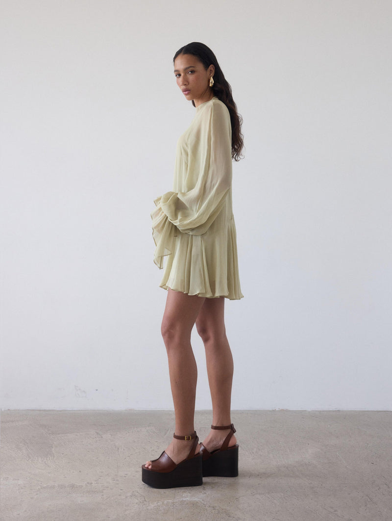 Terran Georgette Chiffon Mini Dress In Sand
