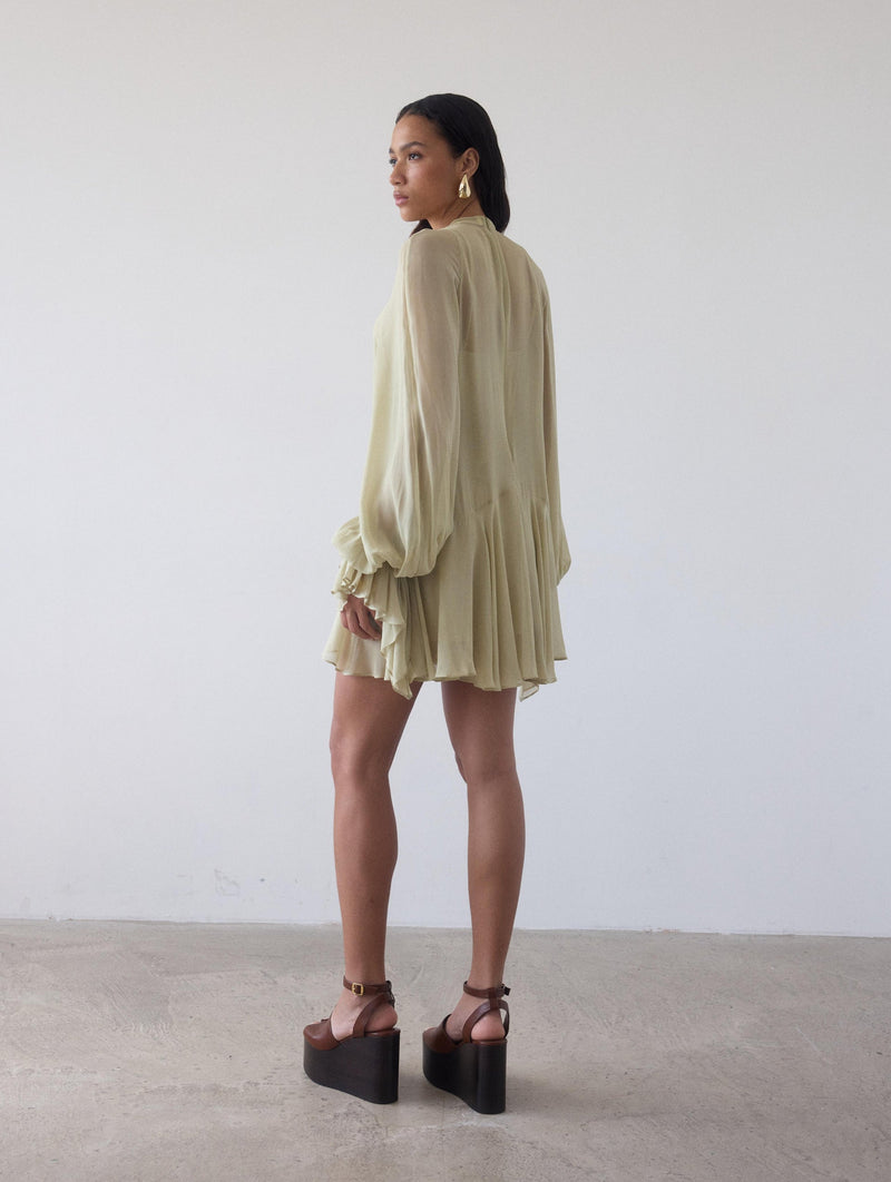 Terran Georgette Chiffon Mini Dress In Sand