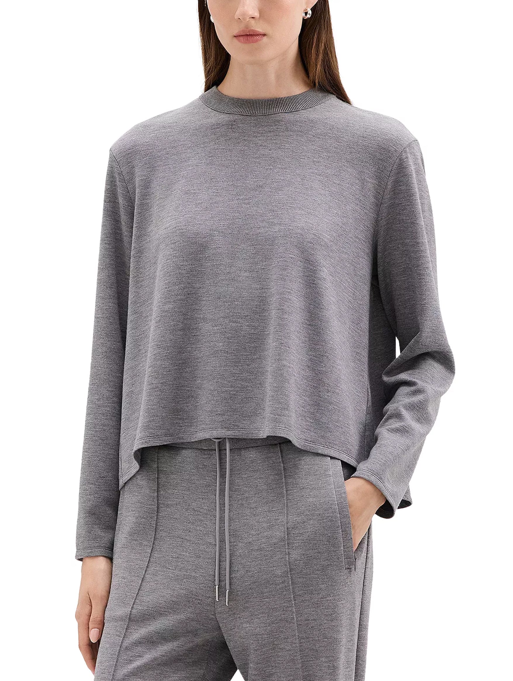 A-Line Double Knit Sweater in Grey Oatmeal