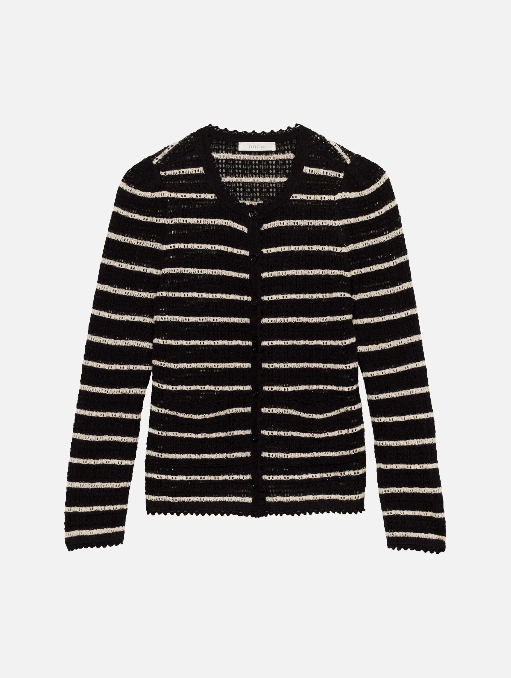 Therese Cardigan in Noir Allaire Stripe
